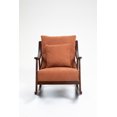 thumbnail image 5 of Mid Century Modern Accent Rocking Chair, Linen Fabric Upholstered Glider Rocker Armchair With Solid Wood Base, Comfy Nursery Reading Chair for Living Room Bedroom Balcony, 5 of 6