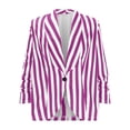thumbnail image 5 of NaWent Up to 30% off Women's Blazer Casual Work office Open Front Striped Blazer Striped 3/4 Sleeve Lightweight Fashion Jacket Purple 4(S), 5 of 5