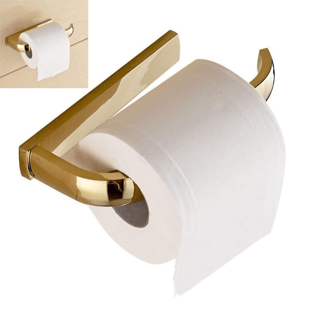 Portarrollos De Papel Higiénico Medio Abierto, Material De Latón Montado En La Pared Conveniente Portarrollos De Un Solo Riel Para Papel Higiénico, Dorado
