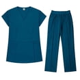 thumbnail image 5 of Fengactive Scrubs for Women Set Stretch Stand Collared Scrub Top Long Pant Nursing Uniforms Scrubs Sets with Pockets, 5 of 5