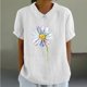 thumbnail image 2 of Blusas de Manga Corta para las Mujeres Muñeca Cuello de Lino Mezcla Suelta, Blusas para las Mujeres Casual, 2 of 4