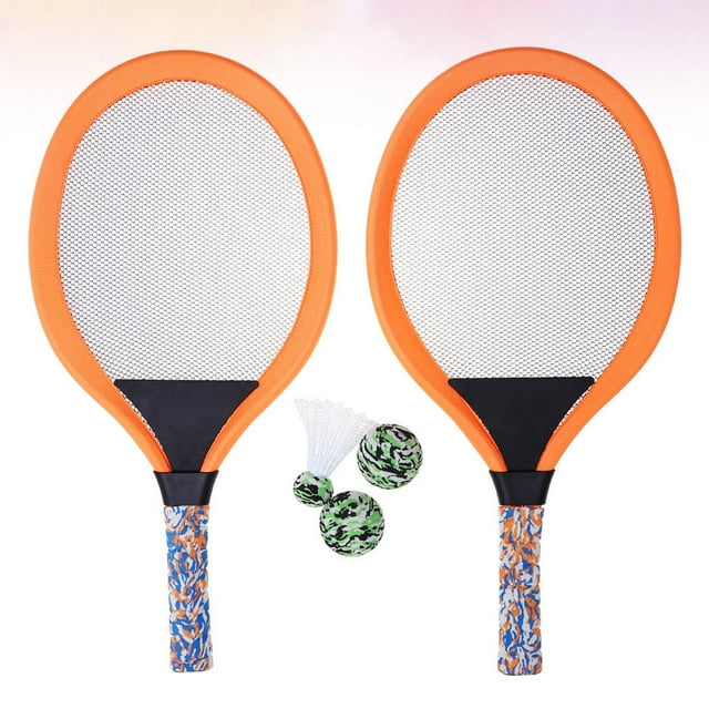 SEWACC 2Sets Orange Plastic Tennis Rackets Set Lightweight Durable Outdoor Rackets for Playing and Practice