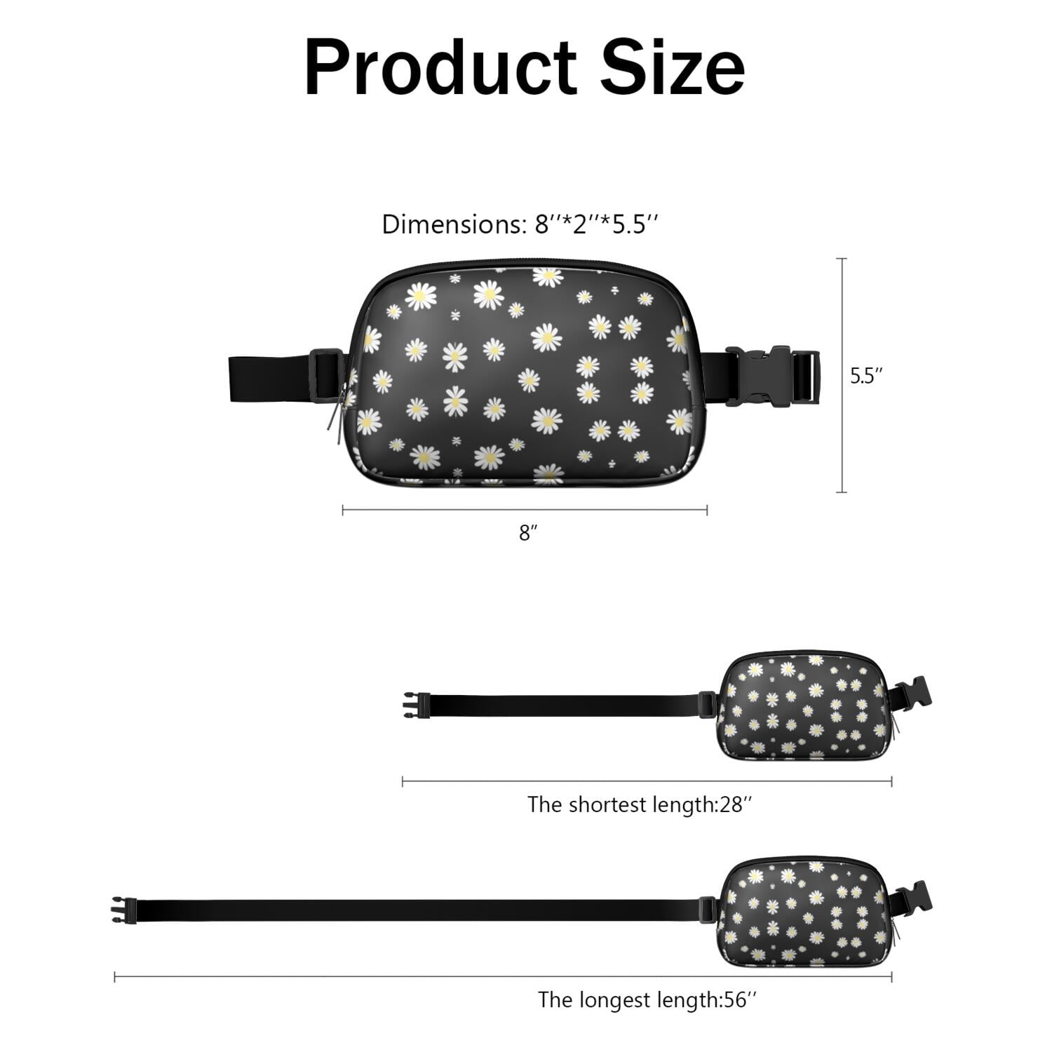 Retro Bloom Waist Bag – Boho Daisy Print Fanny Pack with Floral Wildflower Pattern for Cute Artistic Outdoor Style