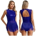 thumbnail image 7 of SiiRoh Womens Glittery Sequins Tassel Dance Dress for Latin Jazz Leotard Lyrical Dancewear Royal Blue L, 7 of 7