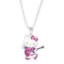 Finecraft Hello Kitty Guitar Pendant with Crystals Brass + 3/4 ct Stud Earrings