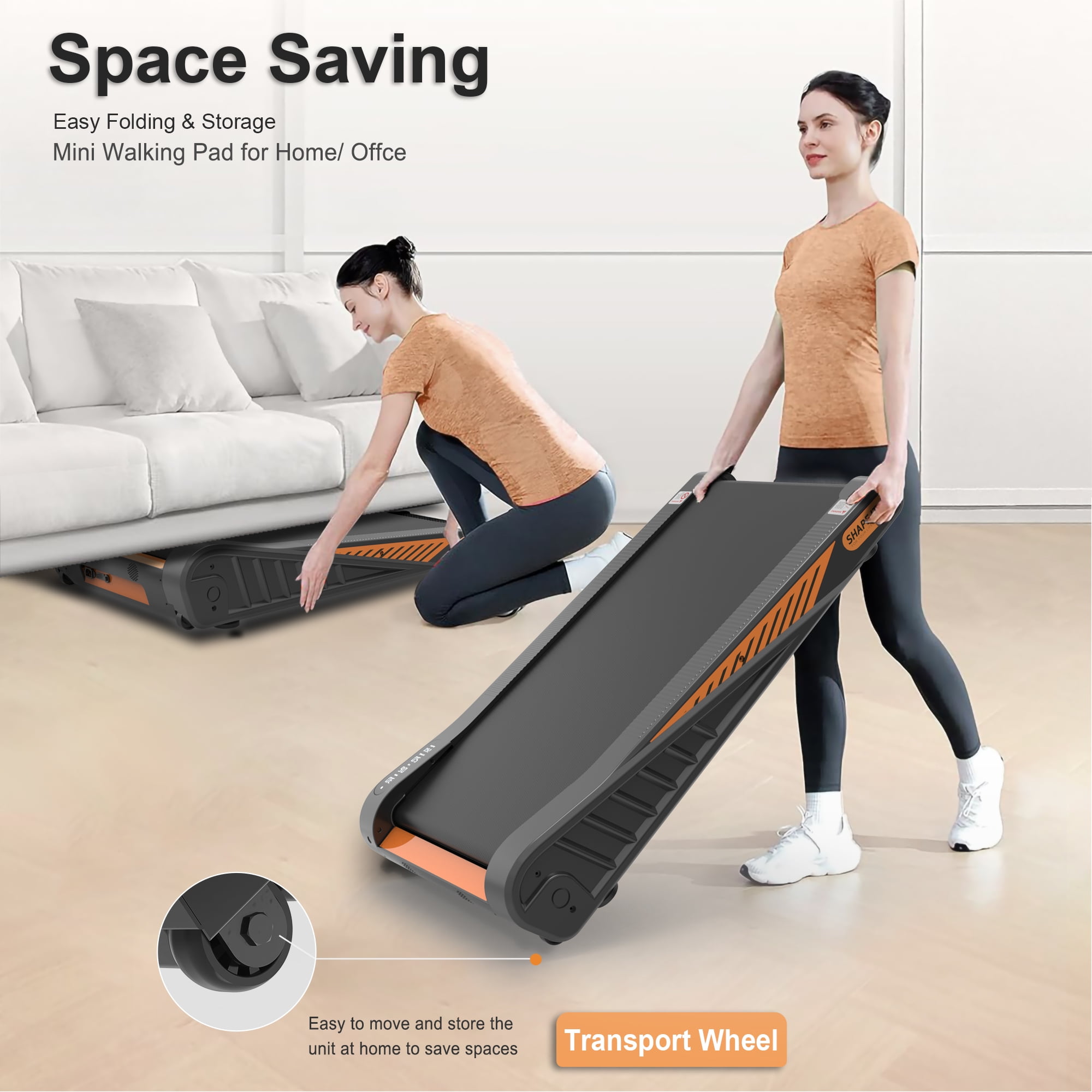 Walking Pad Treadmill  Under Desk with  Incline 2.0HP Quiet Motor 280lbs Home for small pace