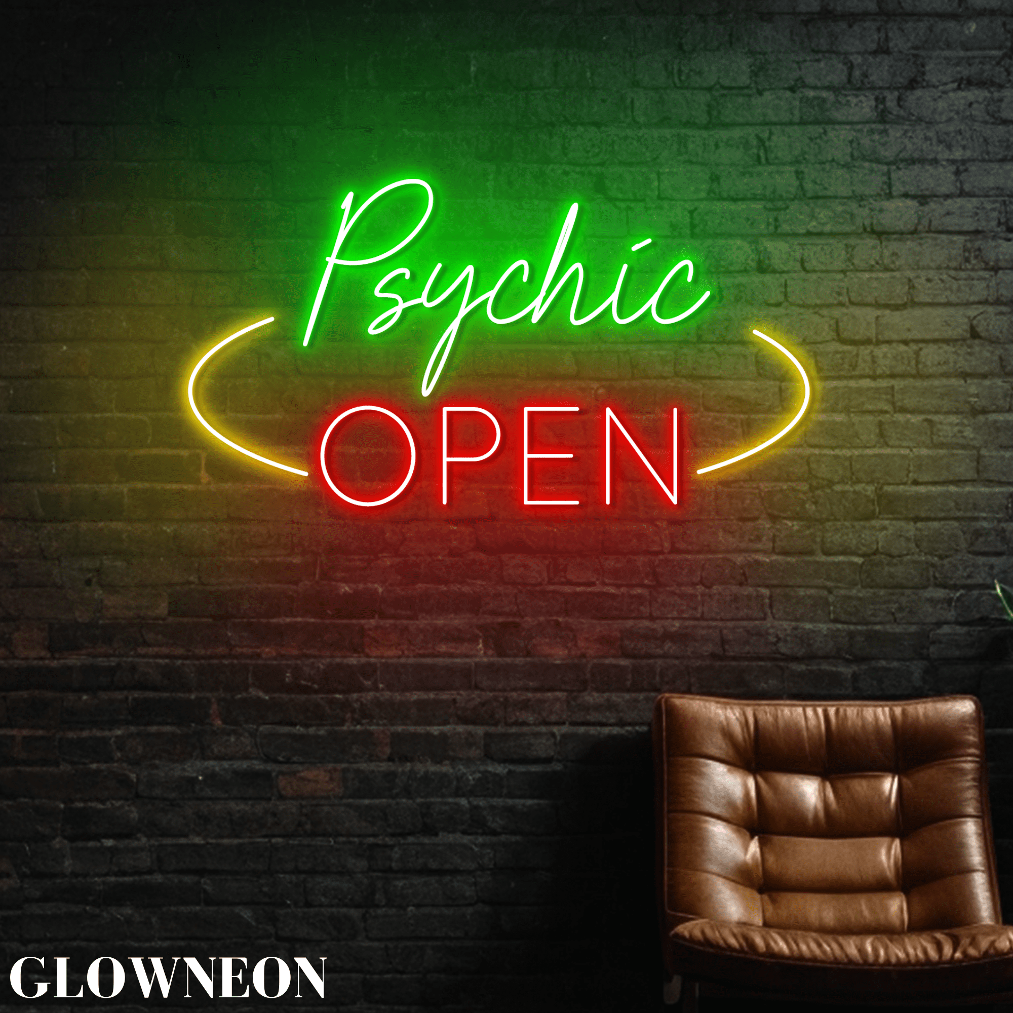 Glowneon Psychic Open Wall Art, Psychic Tarot Neon Sign, Psychic Sign