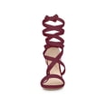 thumbnail image 6 of BLISSFUL STEP Crisscross Lace Up Mid Block Heels Sandals for Women Burgundy 8, 6 of 7
