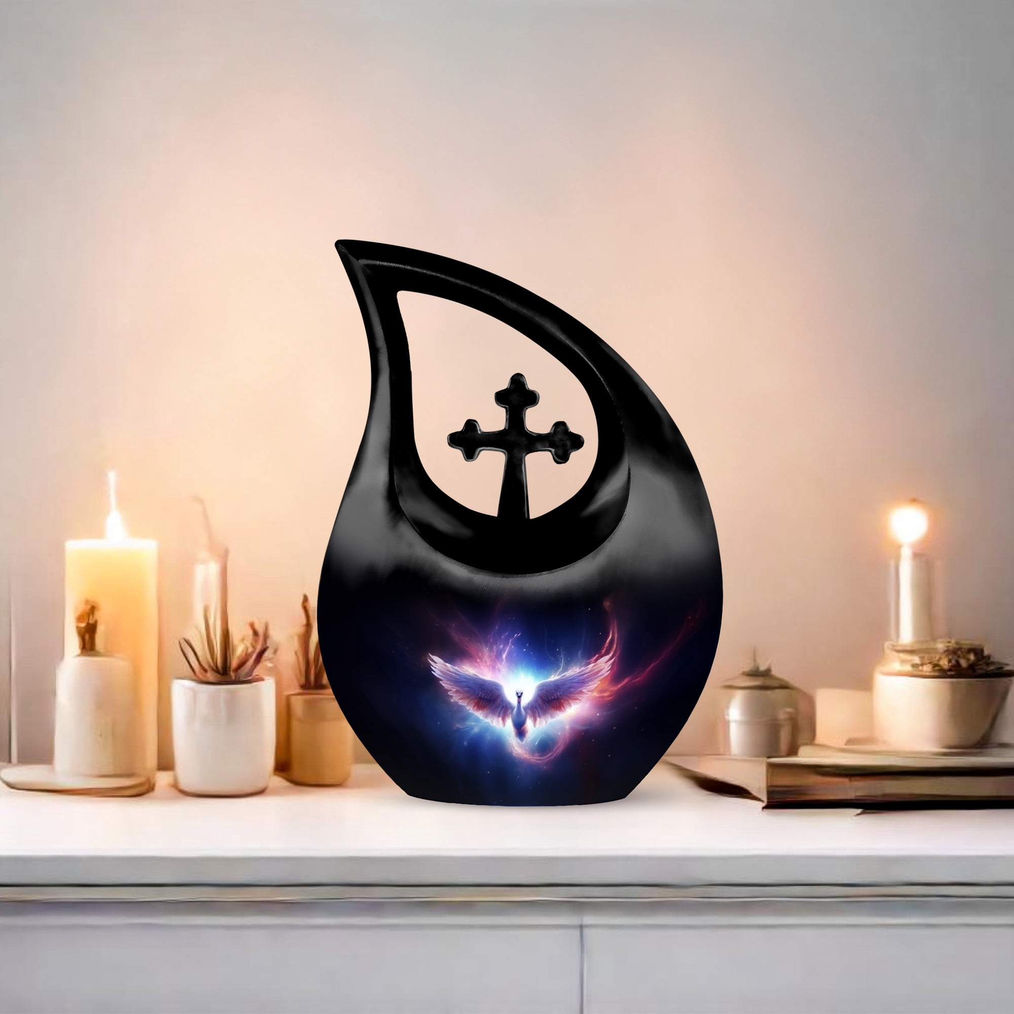 MUKTIVE Phoenix Burial Urns for Ashes for Women & Men, Combo Sets Urns for Human Ashes, Holds 180 Cubic, Funeral Urn for Mother, Gifts for Loss of Mom, (1 Large 10 ", 4 Keepsake 3 ")