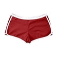 thumbnail image 4 of TrendOFT Womens Low Rise Stretchy Slim Fit Athletic Yoga Running Shorts Letter Print Ruched Gym Workout Fitness Sports Shorts with Pockets Breathable Quick Dry S-XL Red S, 4 of 5