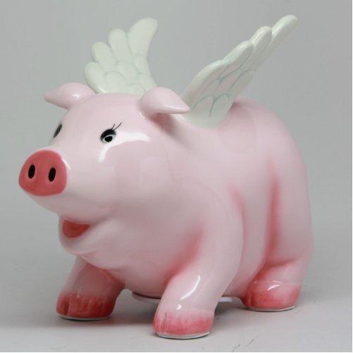 5 Inch Ceramic Flying Pig Savings Piggy/Coin/Money Bank, Pink Walmart