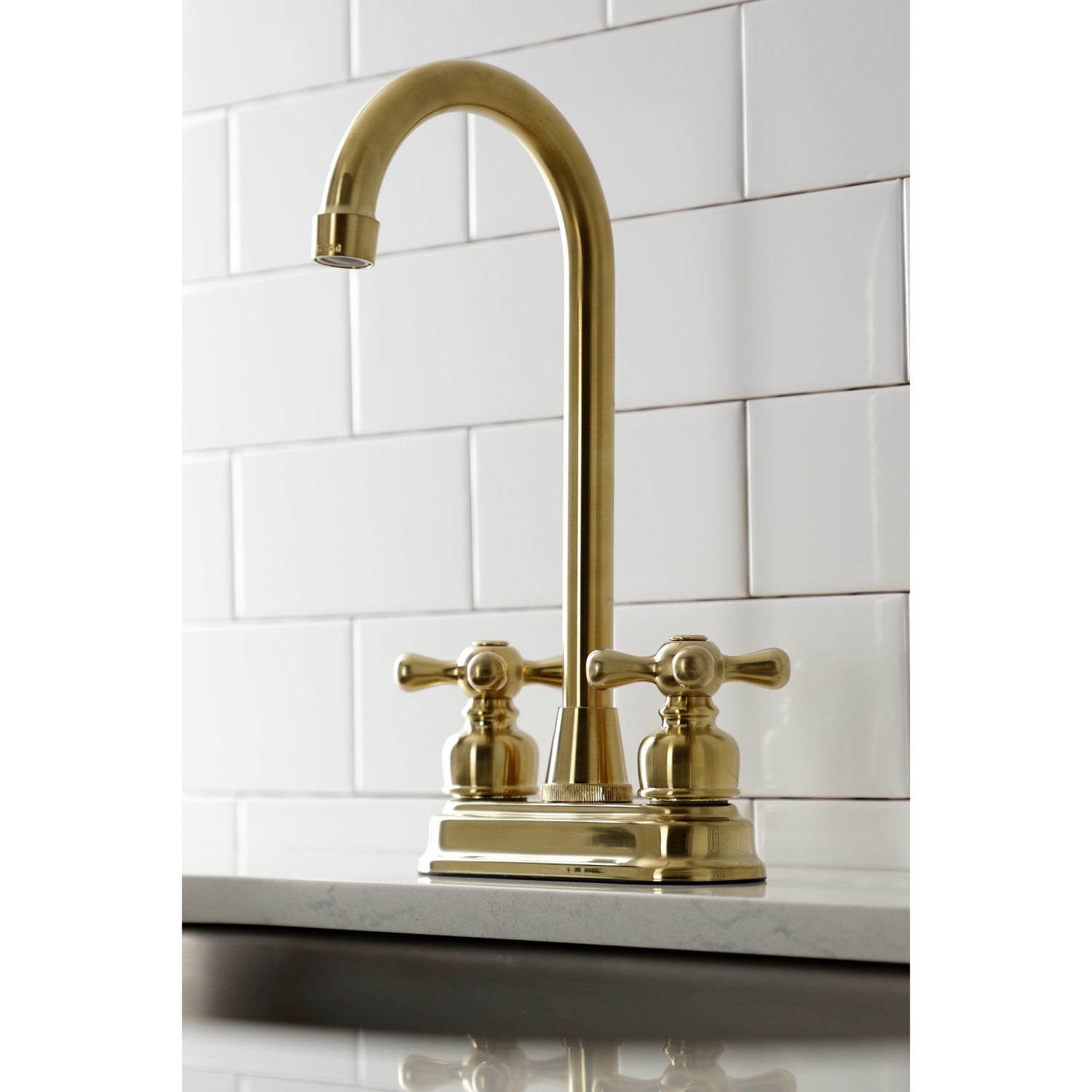 Kingston Brass KS4642CQL Claremont 4-Inch Centerset Lavatory Faucet With Brass P