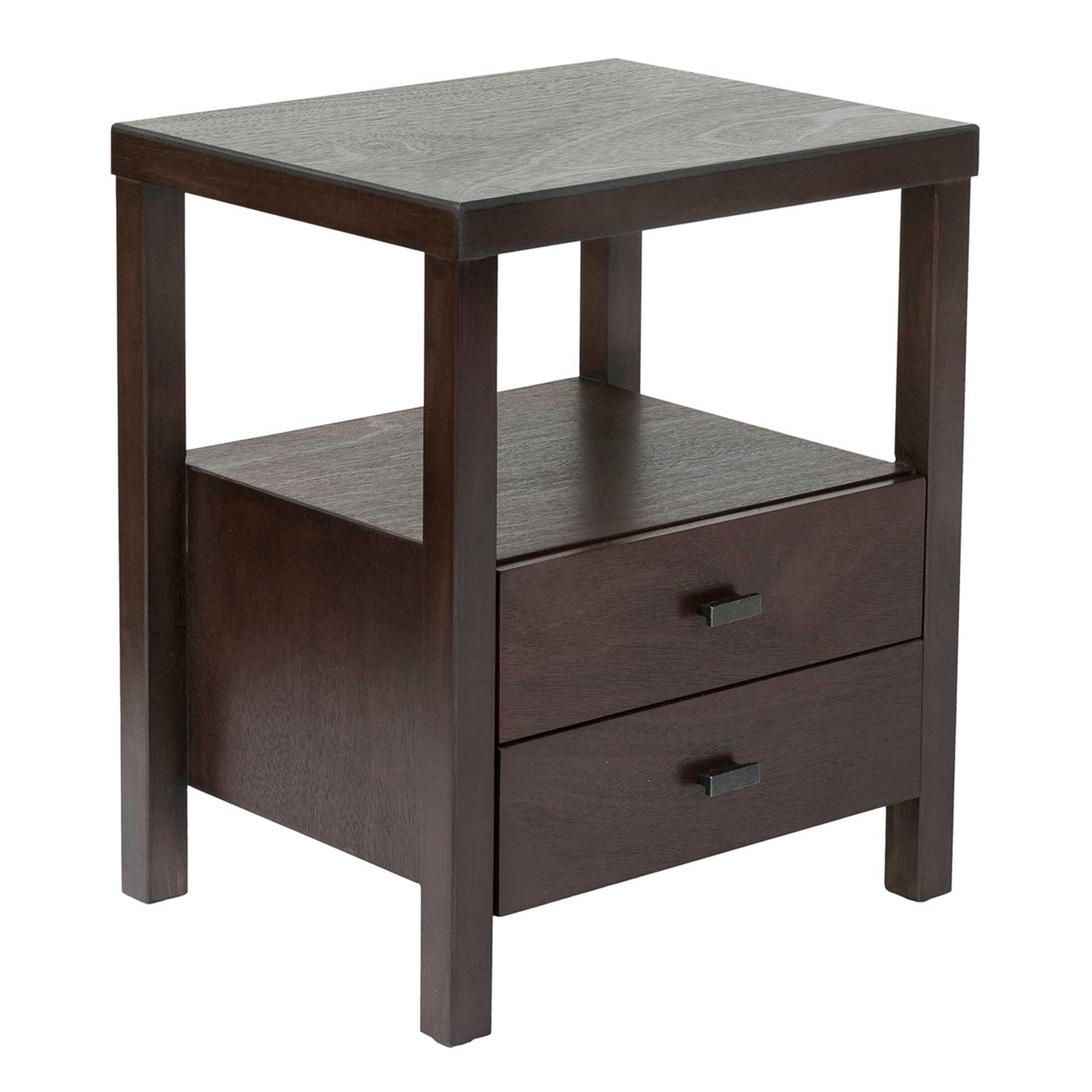 East at Main Westwood Modern Solid Wood 2-Drawer Nightstand, Brown