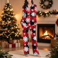 thumbnail image 2 of successthop Christmas Pjs Women 2 Piece Plaid Long Sleeve Snowflake Shirts Vacation Pants Holiday Sleepwear with Pockets, 2 of 6