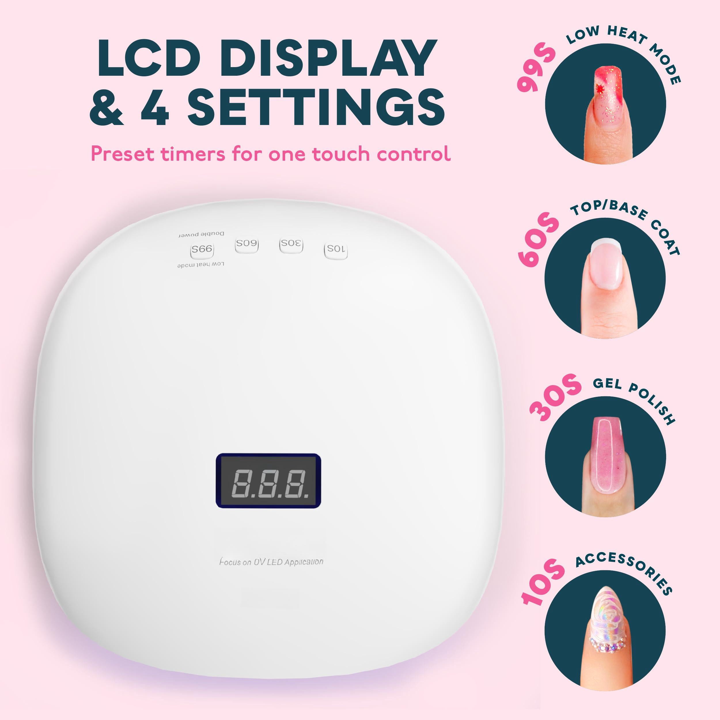 Led Uv Light  Lamp For Gel Nails Polish With 4 Timer Settings Lcd Display Removable Base Sun4s Pink