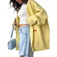 thumbnail image 2 of Women'S Fall Graphic Embroidery Button Down Cardigan V Neck Cozy Funny Knit Cardigan Sweater Jacket Coat Zy5126 Yellow M, 2 of 7
