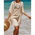 thumbnail image 4 of Swimsuit Cover Up for Women Plus Size Hollow Hand Crochet Neck Boho Bathing Suit Cover Ups Casual Beach Cover Up with Fringed Hem Shermie, 4 of 6
