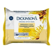 Angle View: Dickinson's Original Refreshingly Clean Daily Cleansing Cloths, Witch Hazel and Aloe, 25 Count