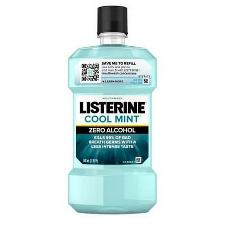 Listerine zero Alcohol Mouthwash, Clean Mint, 500 ml