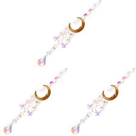 

FRCOLOR 3pcs Crystal Hanging Sun Catcher Window Hanging Moon Face Crystal Suncatcher Home Decor