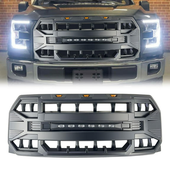 American Modified AMFMAA00115 Front Armor Grille with LED for Ford F150