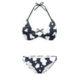 thumbnail image 2 of COEQINE Women's Halter String Bikini Sets Removable Pad Allover Print High Cut Mid Waist Bathing Suit Dark Blue Cow Spot 2 Piece Cheeky Sexy Beachwear for Beach Pool Party, XS, 2 of 7