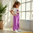 thumbnail image 5 of ATOGUTA Size 3-8 Years Girls Clothes Short Sleeve Tee Tops and Pants Clothing Set Purple, 5 of 6