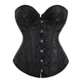 thumbnail image 2 of Tops de corsé Prolriy para mujer, conjuntos de top de corsé con bustier para mujer, faja de cintura de satén negro, tops góticos de talla grande, tops de mujer negros XXXXL, 2 of 4