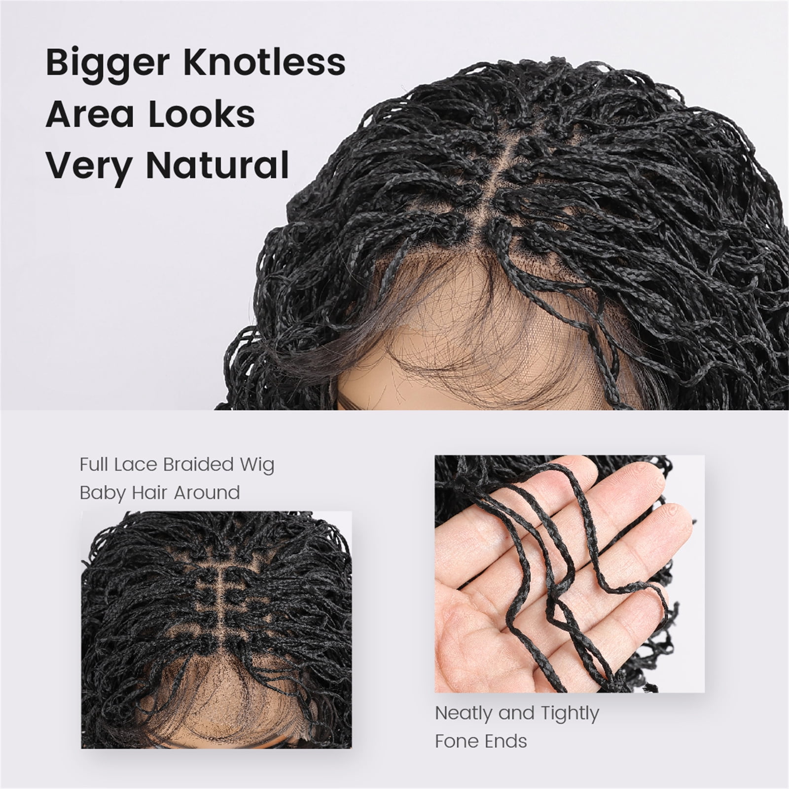 10 In Bbraided Wigs for Black Women, Full Lace Crochet Braids, Glueless Braided Wigs with Baby Hair Faux Locs in Boho Dreadlock Style