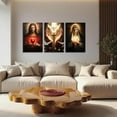 thumbnail image 2 of Hieng Sacred Heart Wall Art 3 Pieces Jesus Mary Portrait Pictures Christian Catholic Canvas Prints Cross Dove of Peace Paintings for Church Decor Unframed, 2 of 6