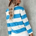 thumbnail image 4 of Daznico Women's Long Sleeve Color Block Crew Neck T-Shirt, Stripe Printed Blouse Top,Size XL, 4 of 5