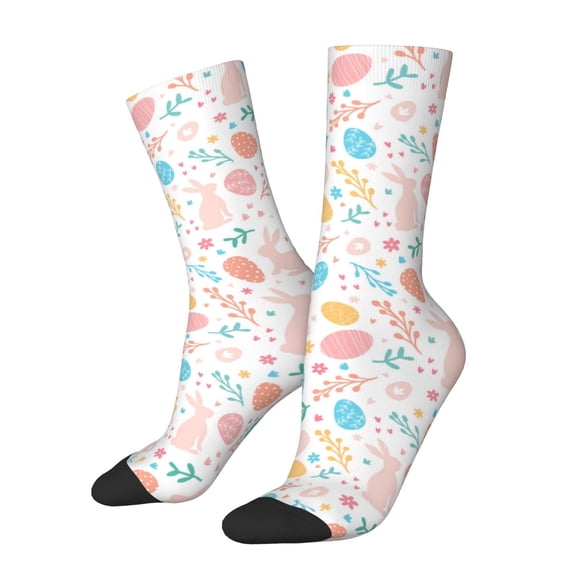 Logiee Happy Easter Print Adult Socks for Men & Women,Calf Socks, Ankle Socks,Boots Socks,Breathable Casual Sock,Unisex Crew Socks
