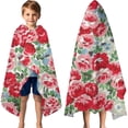 thumbnail image 3 of Pioneer Flower Floral Print Pattern Hooded Bath Towel，60"x35" for Ages 3 To 12 Kids, Quick Dry Lightweight Soft Microfiber Hood Beach Towel Cover Up for Kids, 3 of 7