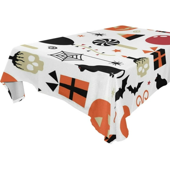 POPCreation Bat Cat Tablecloths Skull Table Top Decoration 60x84 inches