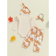 thumbnail image 4 of Suealasg Baby Girls 5Pcs Halloween Clothes 3 6 12 18 Months Infant Girls Halloween Outfits Long Sleeve Pumpkin Print Romper+ Pants +Headband +Hat +Belt, 4 of 7