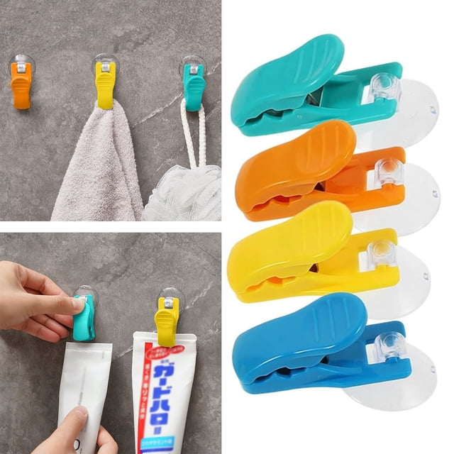 Product Classification Fixing Clip 2 Durable Suction Cup Clip for Coats Tea Towels and Bathroom Accessories Hanger Holder with Strong Suction -Use Kitchen Towel Clips and Clips for Towels 4PCS