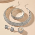 thumbnail image 2 of Women's Rhinestone Earrings Water Drop Necklace Earrings Set Silver Accessories, 2 of 5