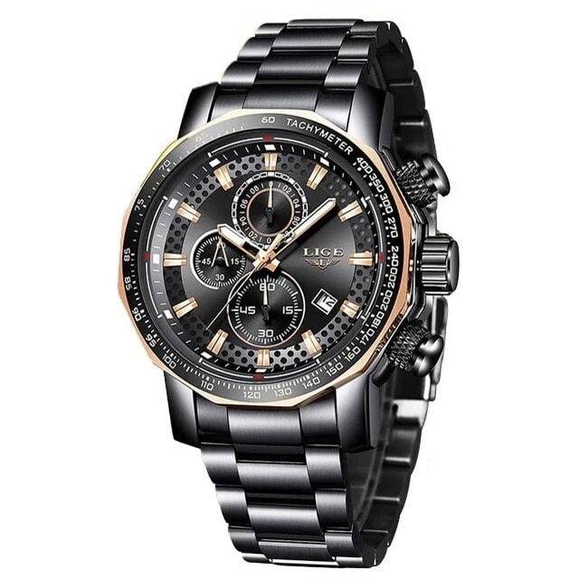 Reloj LIGE Reloj de moda para hombre cuarzo con esfera grande negro