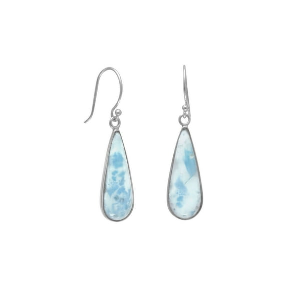 .925 Sterling Silver Pear Shape Larimar Women's Earrings