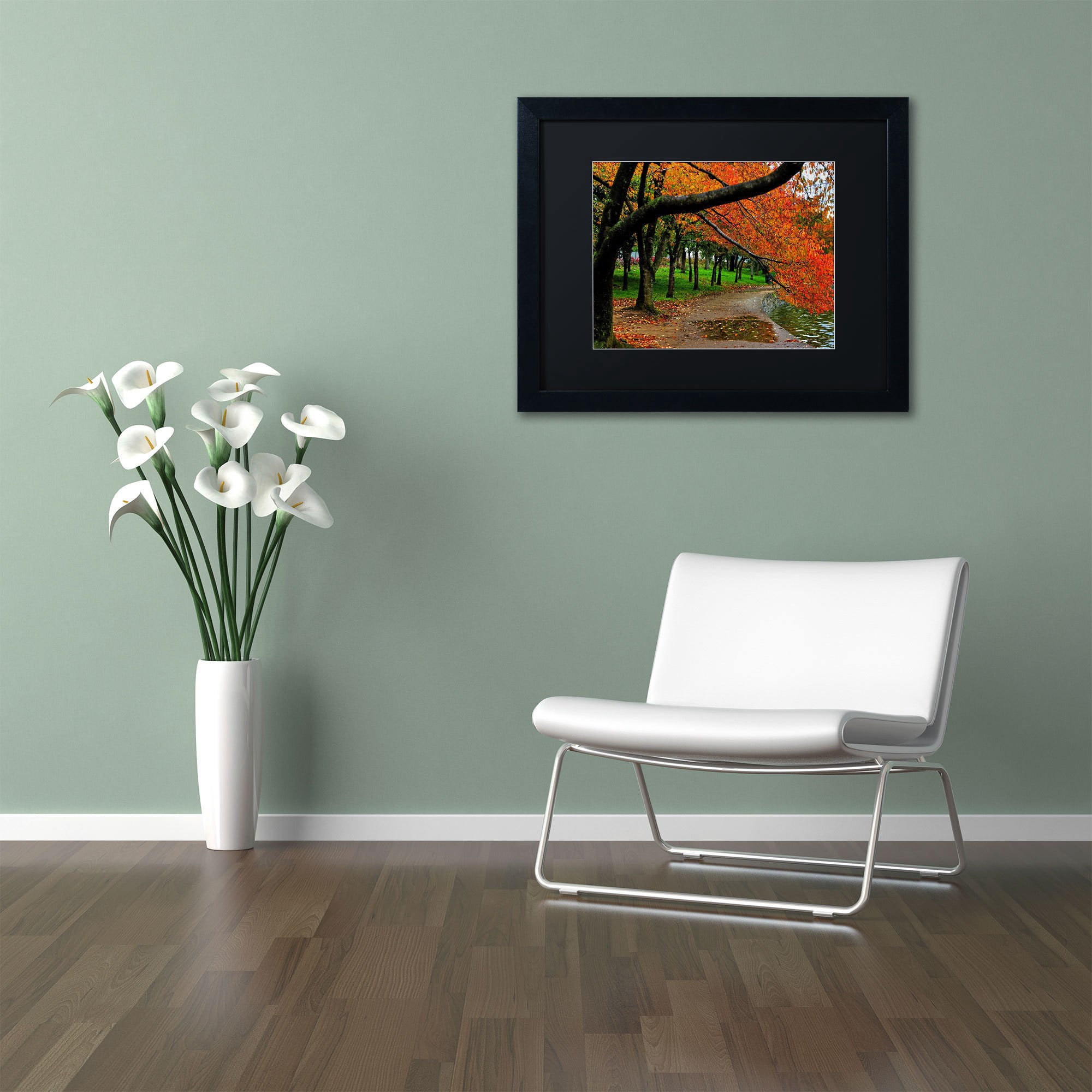 Trademark Fine Art "Tidal Basin Autumn 2" Canvas Art by CATeyes, Black Matte, Black Frame