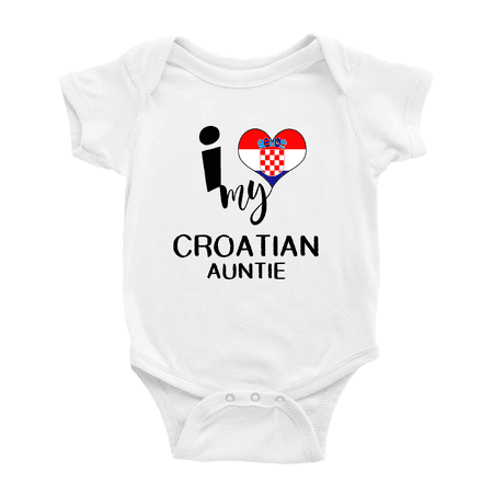 

I Heart My Croatian Auntie Croatia Love Flag Newborn Clothes Outfits (White 0-3 Months)