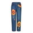 thumbnail image 3 of YUNAFFT Women High Waist Casual Wide Leg Long Pants Women Casual Slim Jeans Mid Waist Sunflowers Slim Pants Length Jeans, 3 of 9
