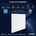 thumbnail image 7 of Luxrite 9 Inch Square LED Flush Mount Ceiling Light, 18W 1250LM, 5CCT 2700K-5000K, Dimmable, ETL, 7 of 7
