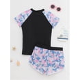 thumbnail image 6 of CHICTRY Two-Piece Swimsuit for Girls Tweens Quick Dry Rash Guard Camouflage Print Swim Shirt with Shorts Black 5-6, 6 of 7