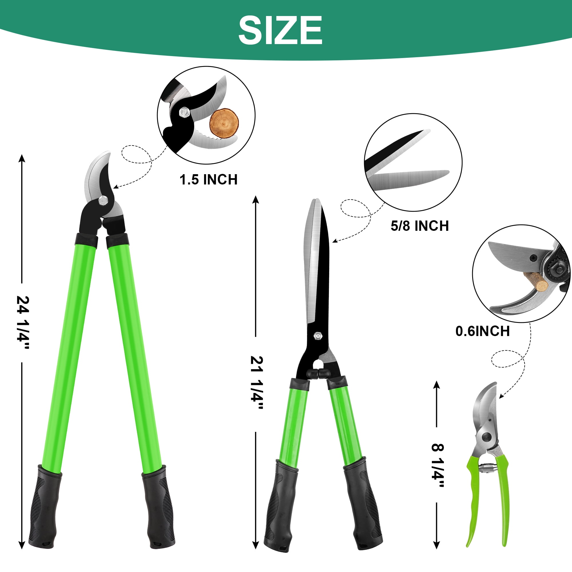 3PCS Loppers Shears Pruners Set, Professional Branch Cutter Tree Trimmer, Garden Shears for Yard, Lawn, Shrubs, Hedges, Outdoor Gardening