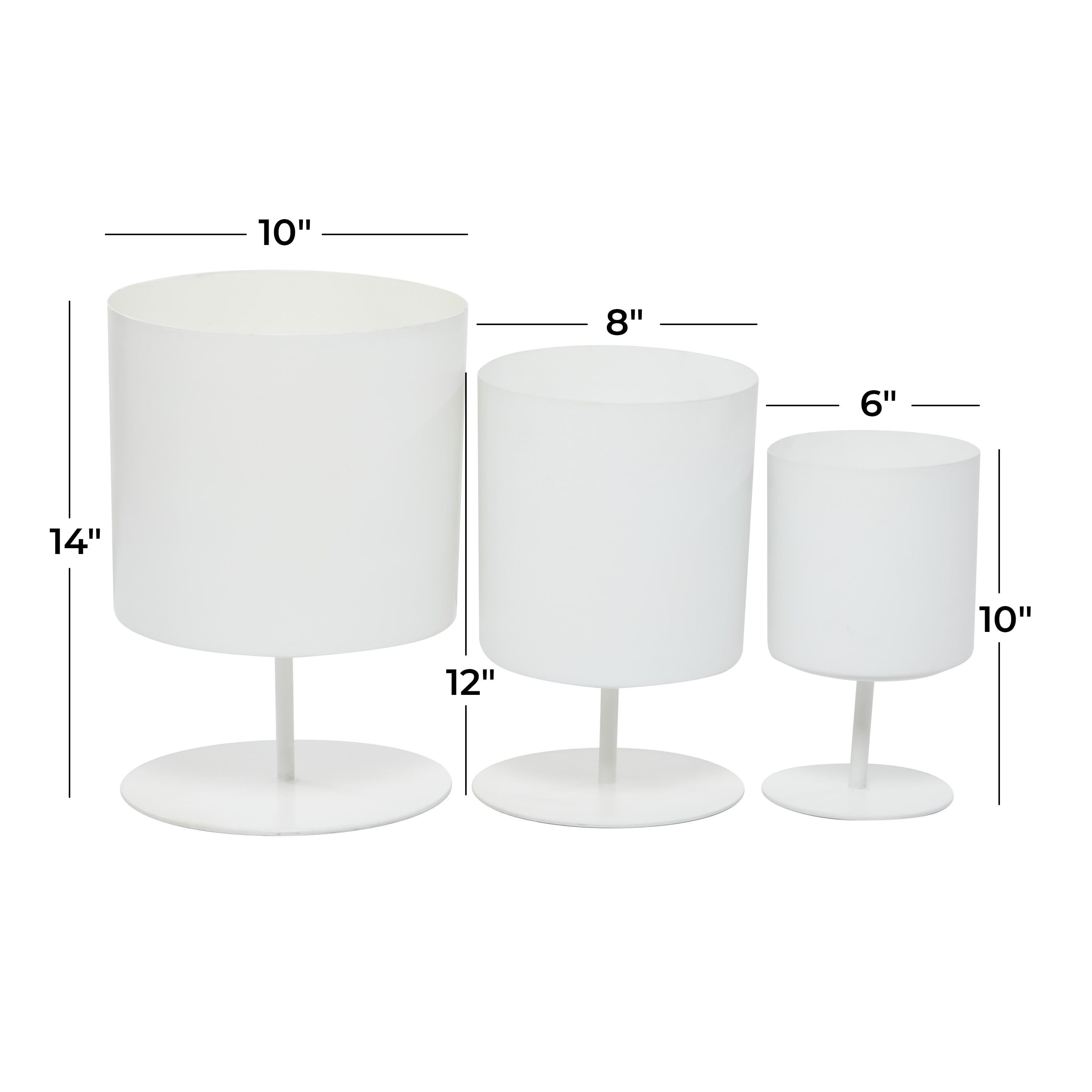 DecMode 14", 12", 10"H White Metal Planter (3 Count)
