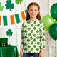 thumbnail image 4 of Blusas y camisas de manga larga con cuello redondo, informales, con estampado del Día de San Patricio, de manga tres cuartos y cuello redondo, para niños de talla mediana y grande., 4 of 6