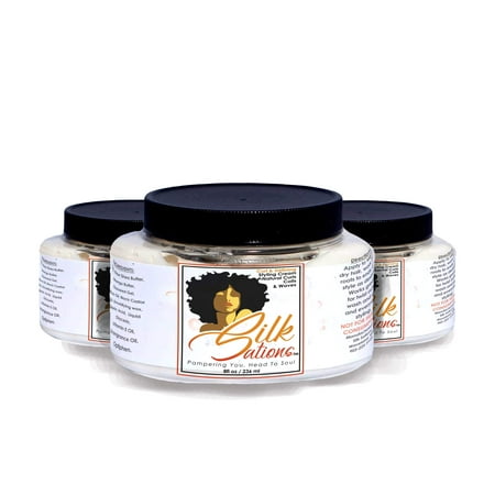 (3 Pack) Silk Sations Curl and Defining Styling Cream- defines curls- Adds moisture and shine- Great for Twist-Outs and everyday styling- Natural and Organic ingridents. (Best Twist Out Cream)