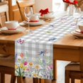 thumbnail image 5 of Wildflowers Table Runner - 48 Inch Long Spring Watercolor Tulip Floral Leaf Grey Plaid Cotton and Linen Blended Dress Scarves Farmhouse Table Runner for Kitchen Dining, Coffee Table, 13" x 48", 5 of 8