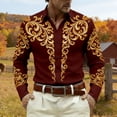 thumbnail image 2 of GJSYRH Mens Hipster Printed Slim Fit Long Sleeve Button Up Party Dress Shirts Wine M, 2 of 4